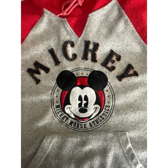 Disney Mickey Mouse Red Gray Hoodie Fleece Pullover 28 Logo Unisex L - Picture 4 of 11